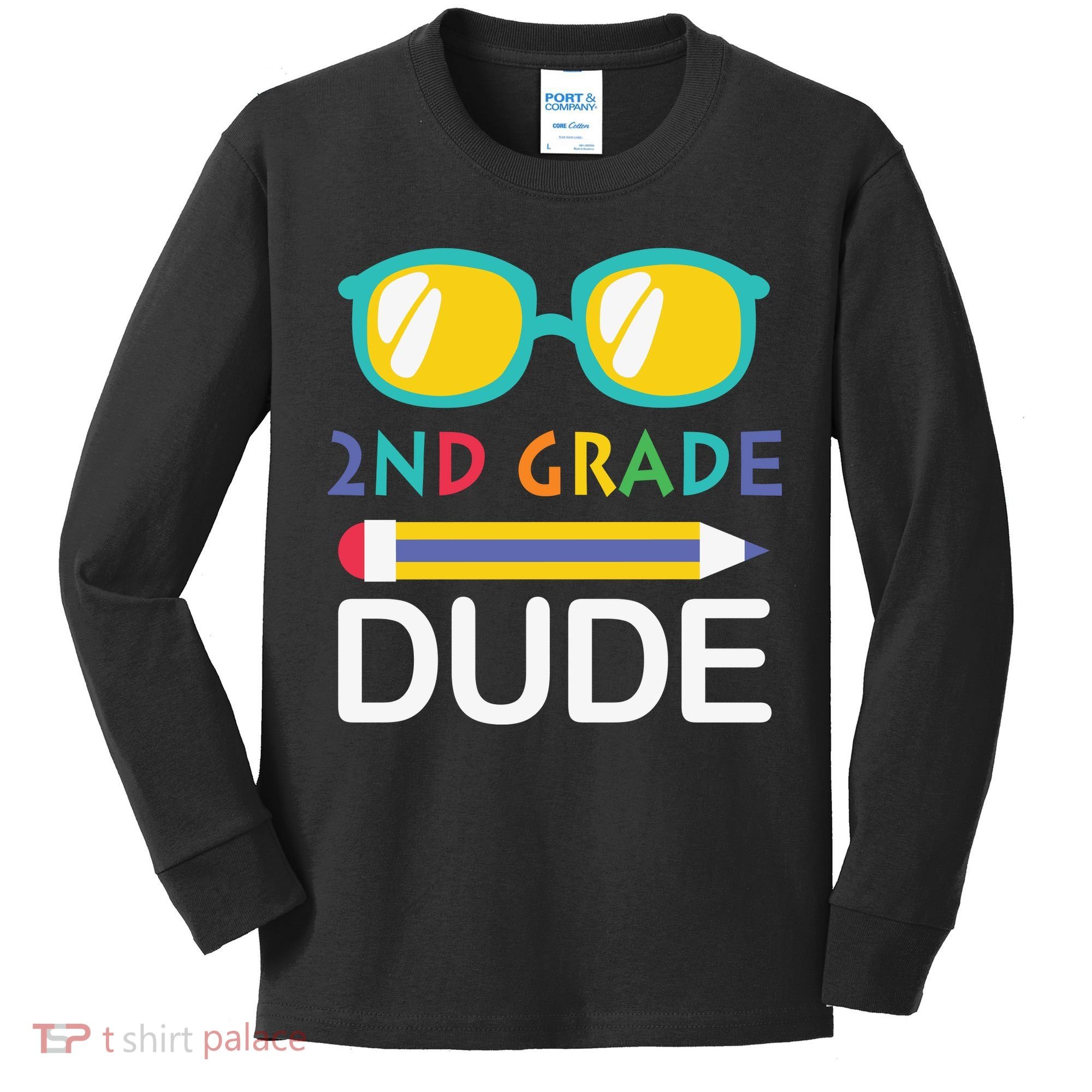 2nd Grade Dude Glasses Back School First Day Of School Kids Long Sleeve Shirt