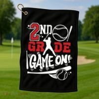 2nd Grade Game On First Day Of School Baseball Second Grade Golf Towel thumb 1