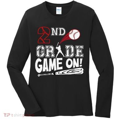 2nd Grade Game On First Day Of School Baseball Second Grade Gift Women's Long Sleeve Shirt