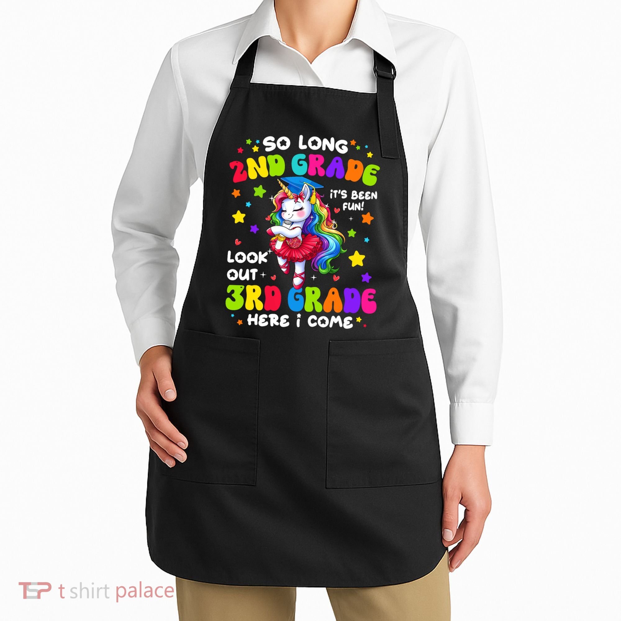 2nd Grade Graduation Girl 3rd Grade Here I Come Unicorn Grad  Apron
