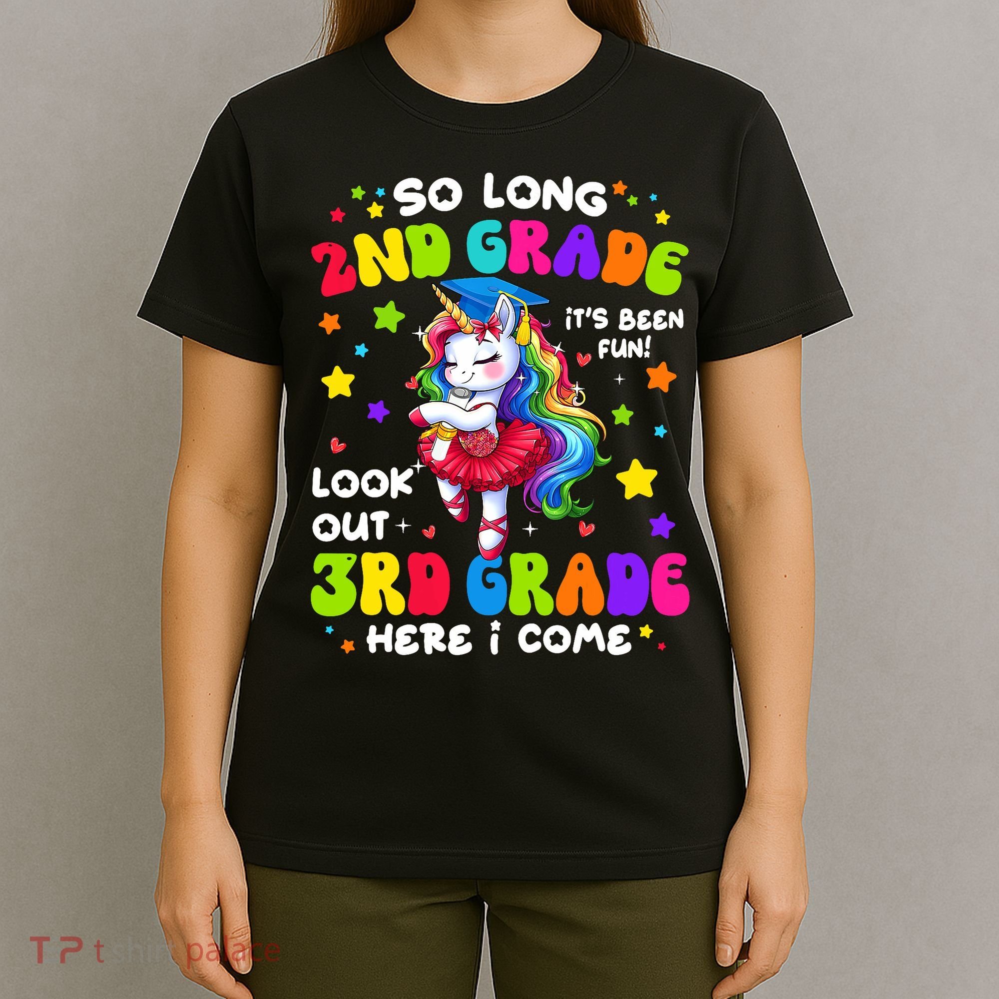 2nd Grade Graduation Girl 3rd Grade Here I Come Unicorn Grad  T-Shirt