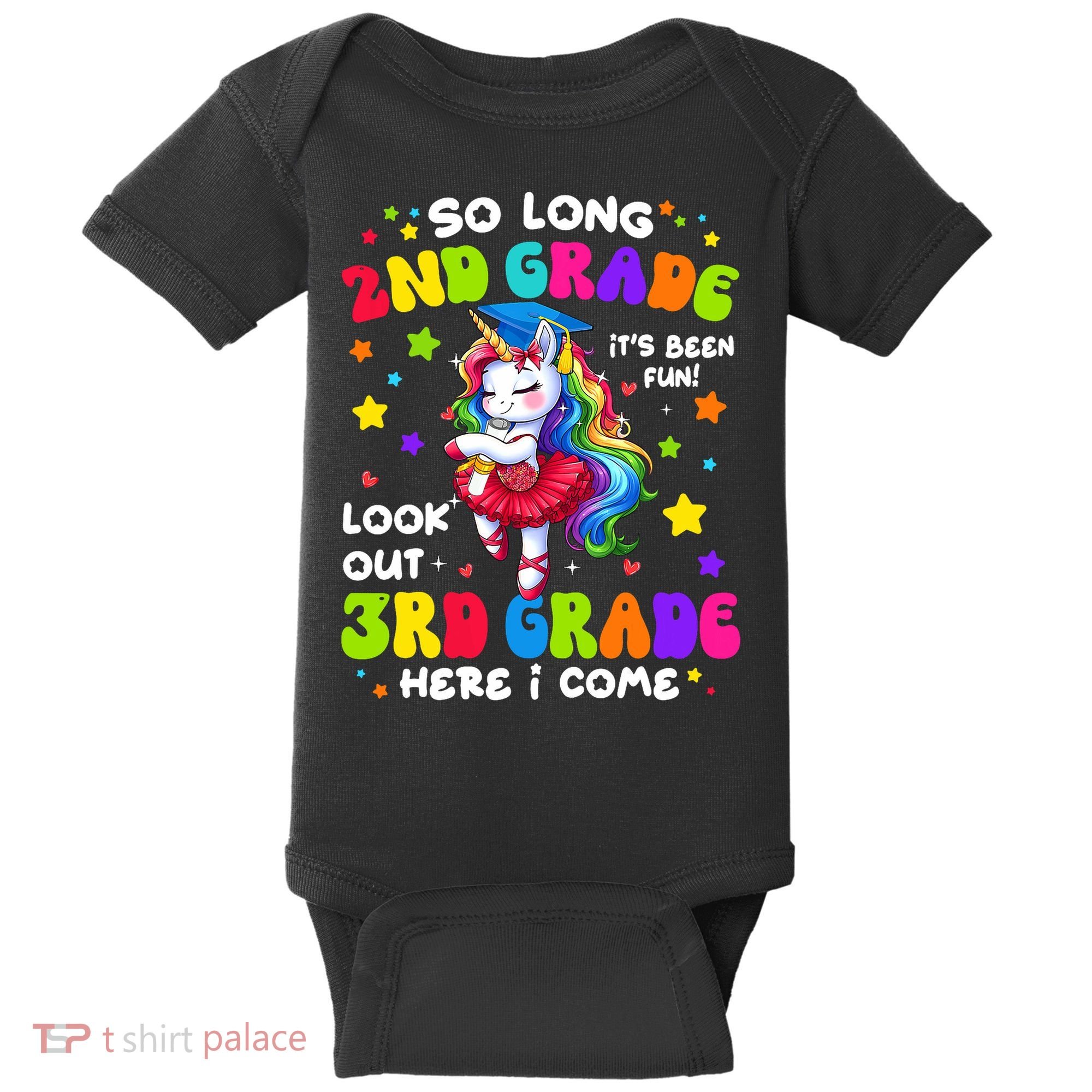 2nd Grade Graduation Girl 3rd Grade Here I Come Unicorn Grad  Baby Bodysuit
