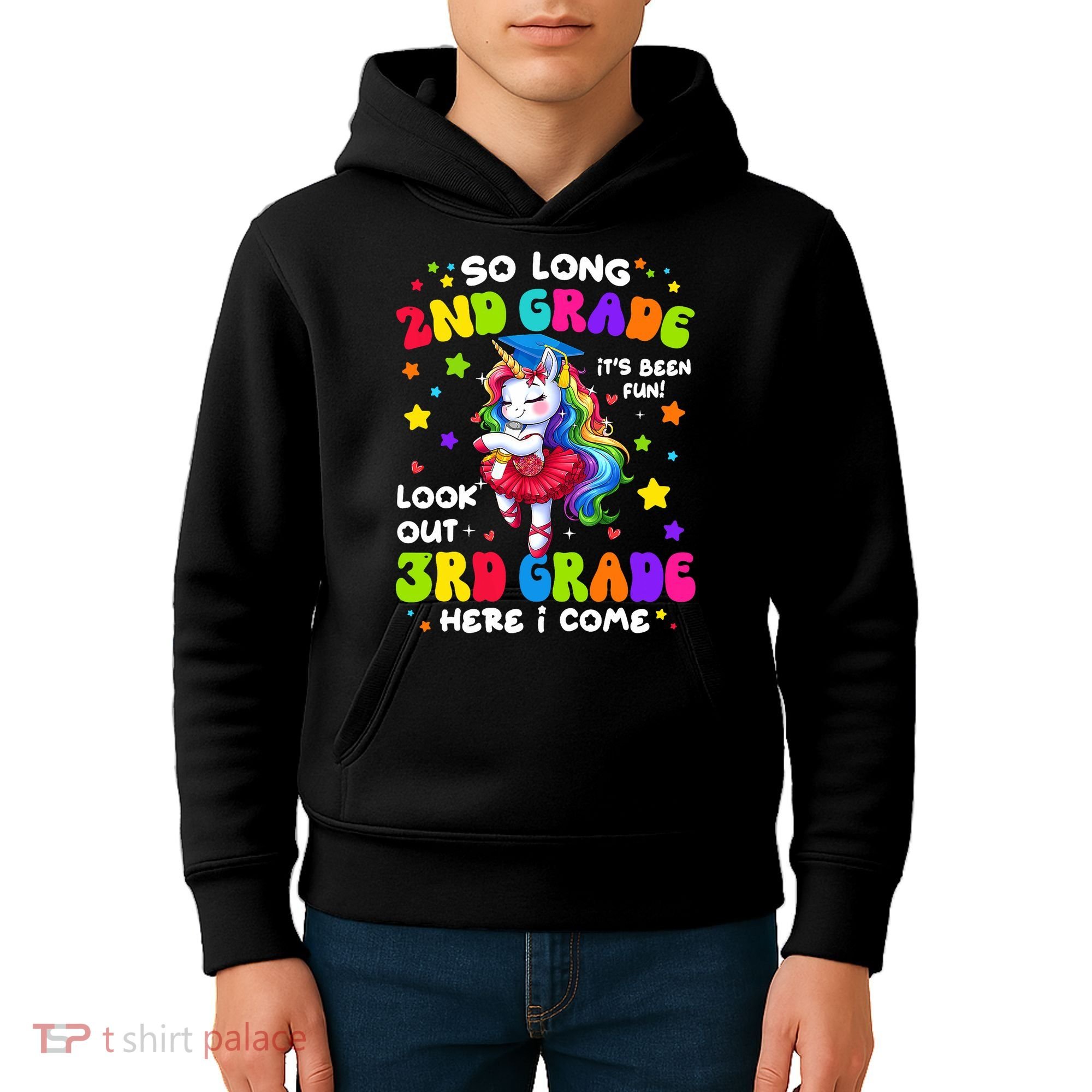 2nd Grade Graduation Girl 3rd Grade Here I Come Unicorn Grad  Kids Hoodie