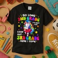 2nd Grade Graduation Girl 3rd Grade Here I Come Unicorn Grad  Kids T-Shirt thumb 3