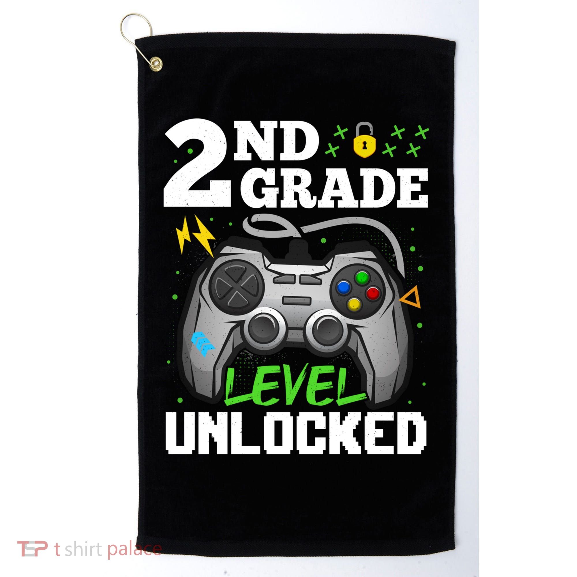 2Nd Grade Level Unlocked Video Game Team Second Grade Gift Golf Towel