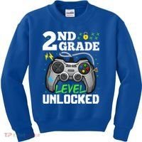 2Nd Grade Level Unlocked Video Game Team Second Grade Gift Kids Sweatshirt thumb 0