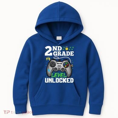 2Nd Grade Level Unlocked Video Game Team Second Grade Gift Kids Hoodie
