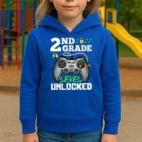 2Nd Grade Level Unlocked Video Game Team Second Grade Gift Kids Hoodie thumb 3