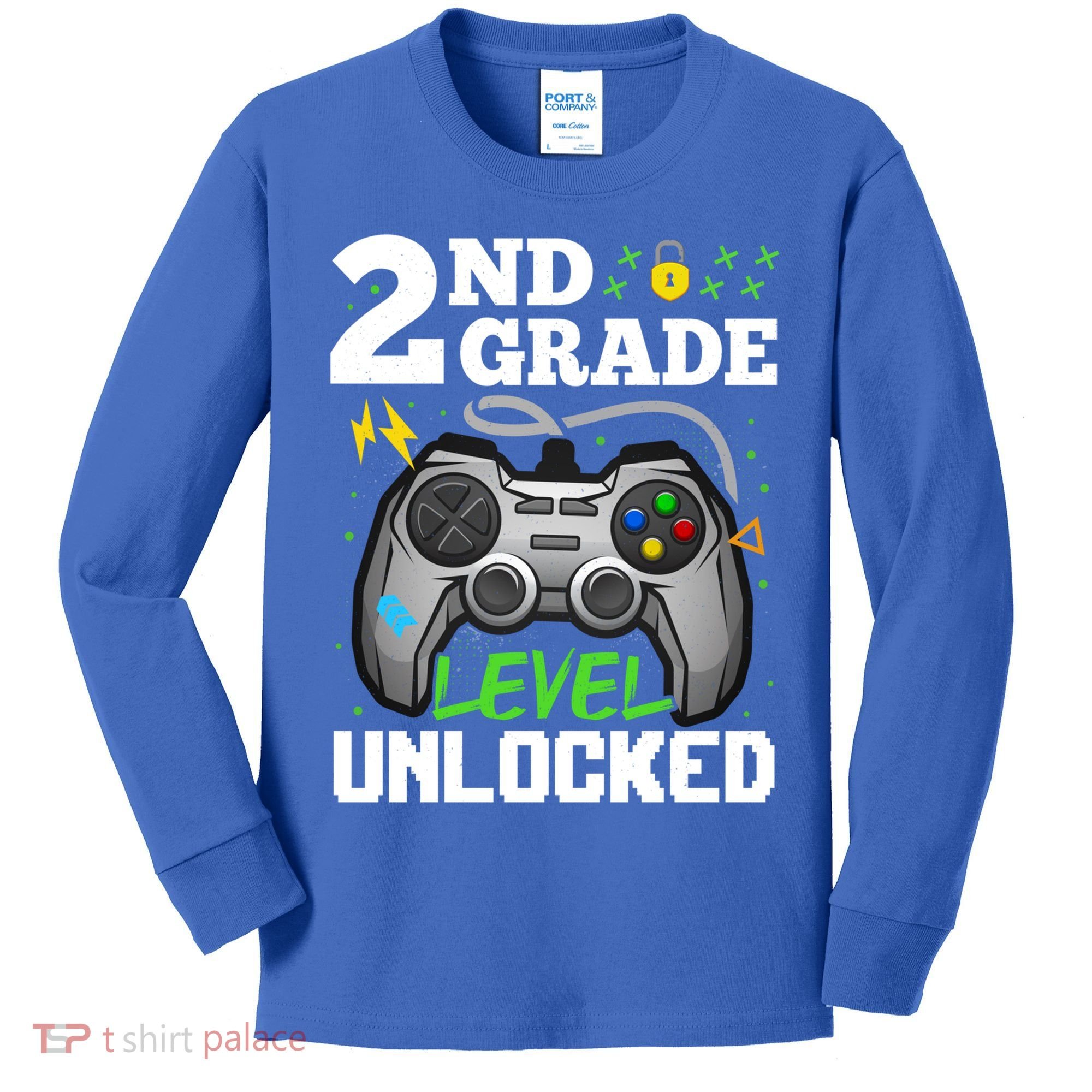 2Nd Grade Level Unlocked Video Game Team Second Grade Gift Kids Long Sleeve Shirt