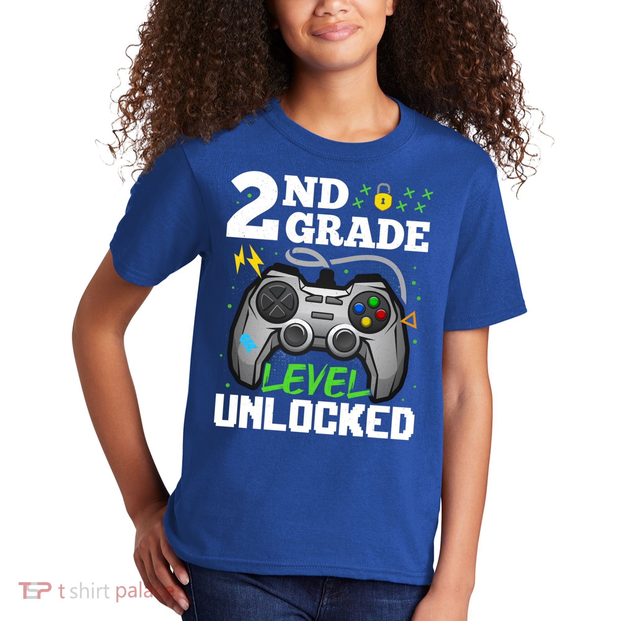 2Nd Grade Level Unlocked Video Game Team Second Grade Gift Kids T-Shirt