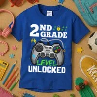 2Nd Grade Level Unlocked Video Game Team Second Grade Gift Kids T-Shirt thumb 3