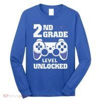 2Nd Grade Level Unlocked Video Gamers First Day Of School Funny Gift Long Sleeve Shirt thumb 0
