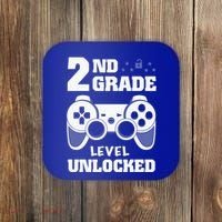 2Nd Grade Level Unlocked Video Gamers First Day Of School Funny Gift Coaster thumb 0