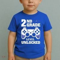 2Nd Grade Level Unlocked Video Gamers First Day Of School Funny Gift Toddler T-Shirt thumb 2