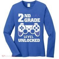 2Nd Grade Level Unlocked Video Gamers First Day Of School Funny Gift Women's Long Sleeve Shirt thumb 0