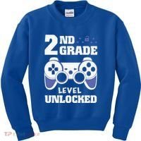 2Nd Grade Level Unlocked Video Gamers First Day Of School Funny Gift Kids Sweatshirt thumb 0