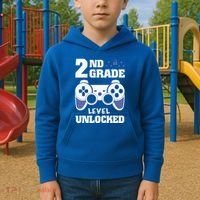 2Nd Grade Level Unlocked Video Gamers First Day Of School Funny Gift Kids Hoodie thumb 2