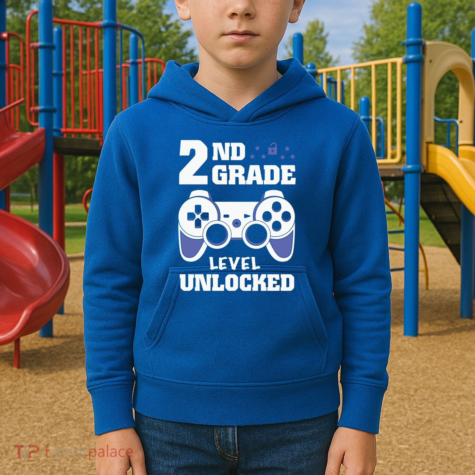 2Nd Grade Level Unlocked Video Gamers First Day Of School Funny Gift Kids Hoodie