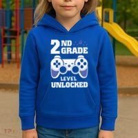 2Nd Grade Level Unlocked Video Gamers First Day Of School Funny Gift Kids Hoodie thumb 3