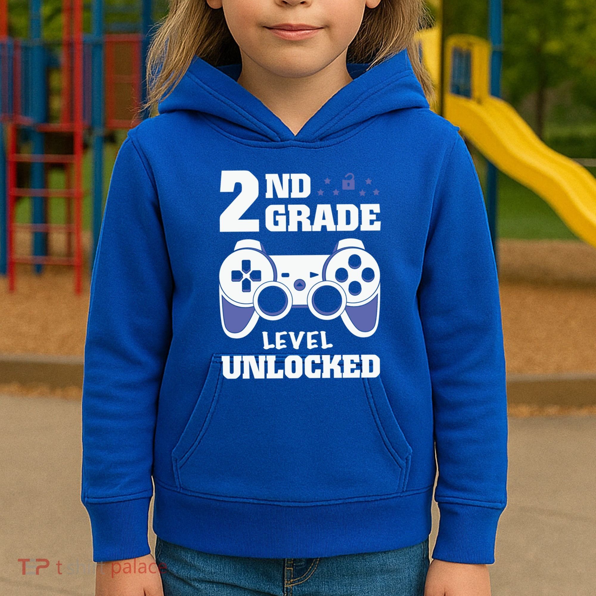2Nd Grade Level Unlocked Video Gamers First Day Of School Funny Gift Kids Hoodie