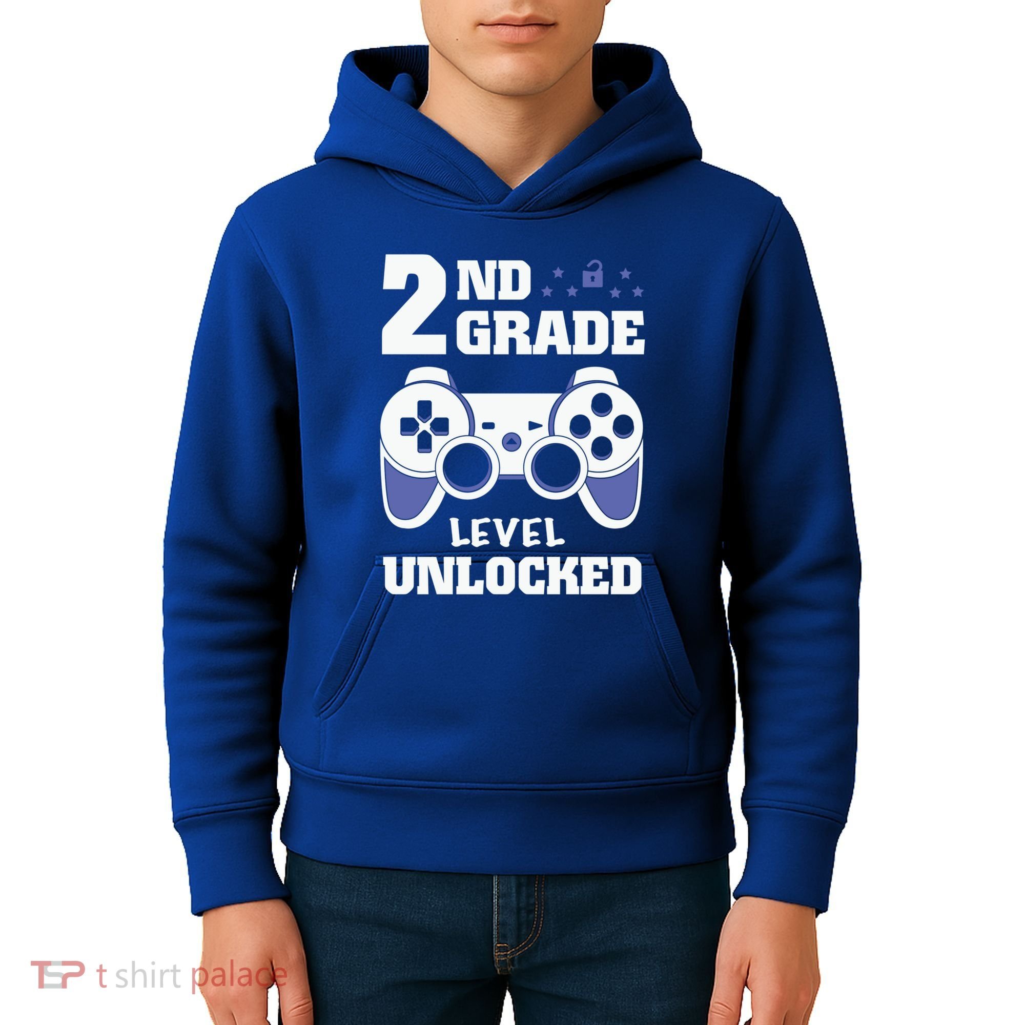 2Nd Grade Level Unlocked Video Gamers First Day Of School Funny Gift Kids Hoodie