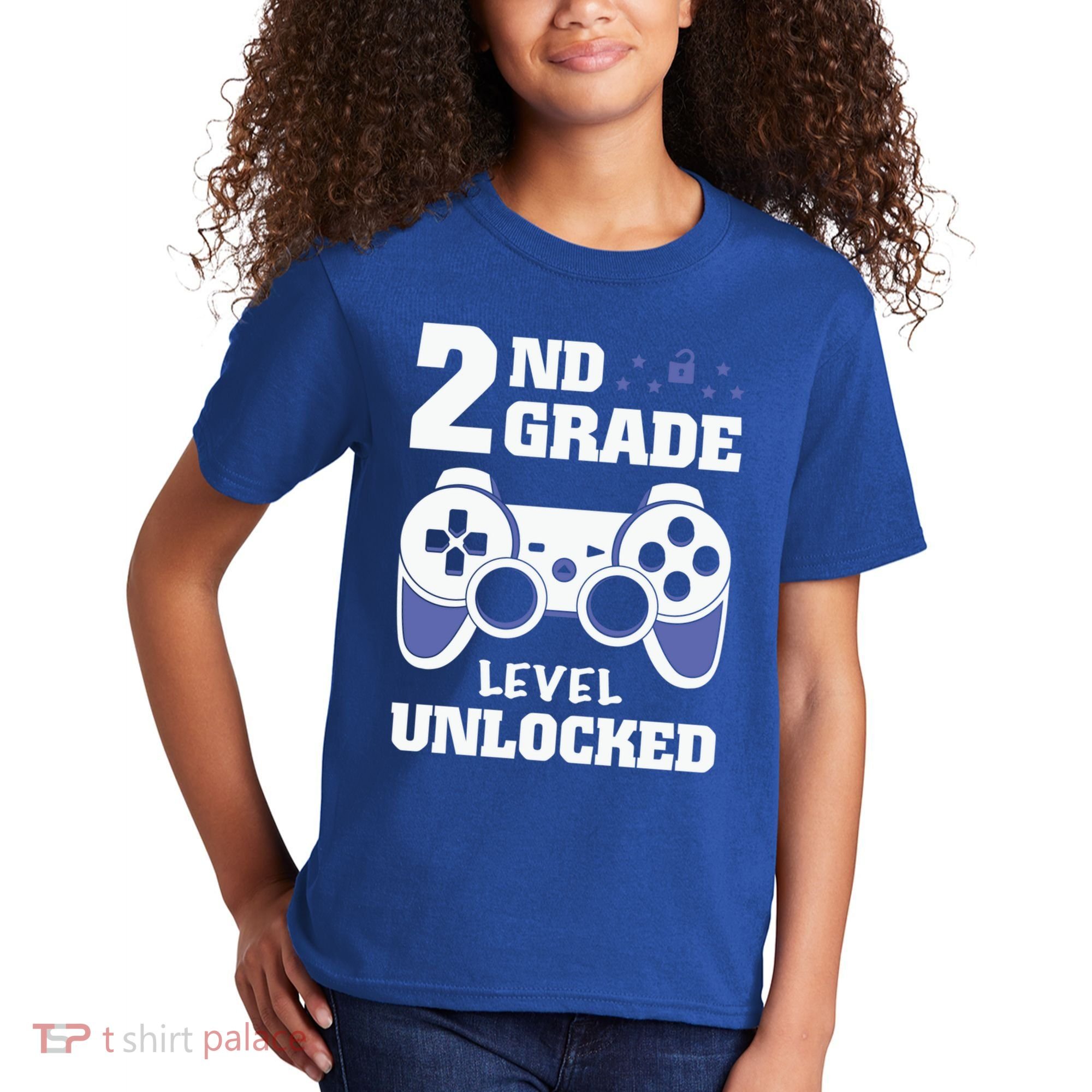 2Nd Grade Level Unlocked Video Gamers First Day Of School Funny Gift Kids T-Shirt