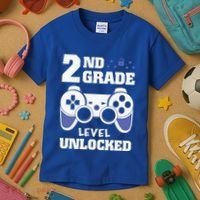 2Nd Grade Level Unlocked Video Gamers First Day Of School Funny Gift Kids T-Shirt thumb 3