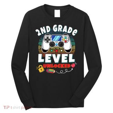 2nd Grade Level Unlocked Video Game Back To School Long Sleeve Shirt