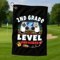 2nd Grade Level Unlocked Video Game Back To School Golf Towel thumb 1
