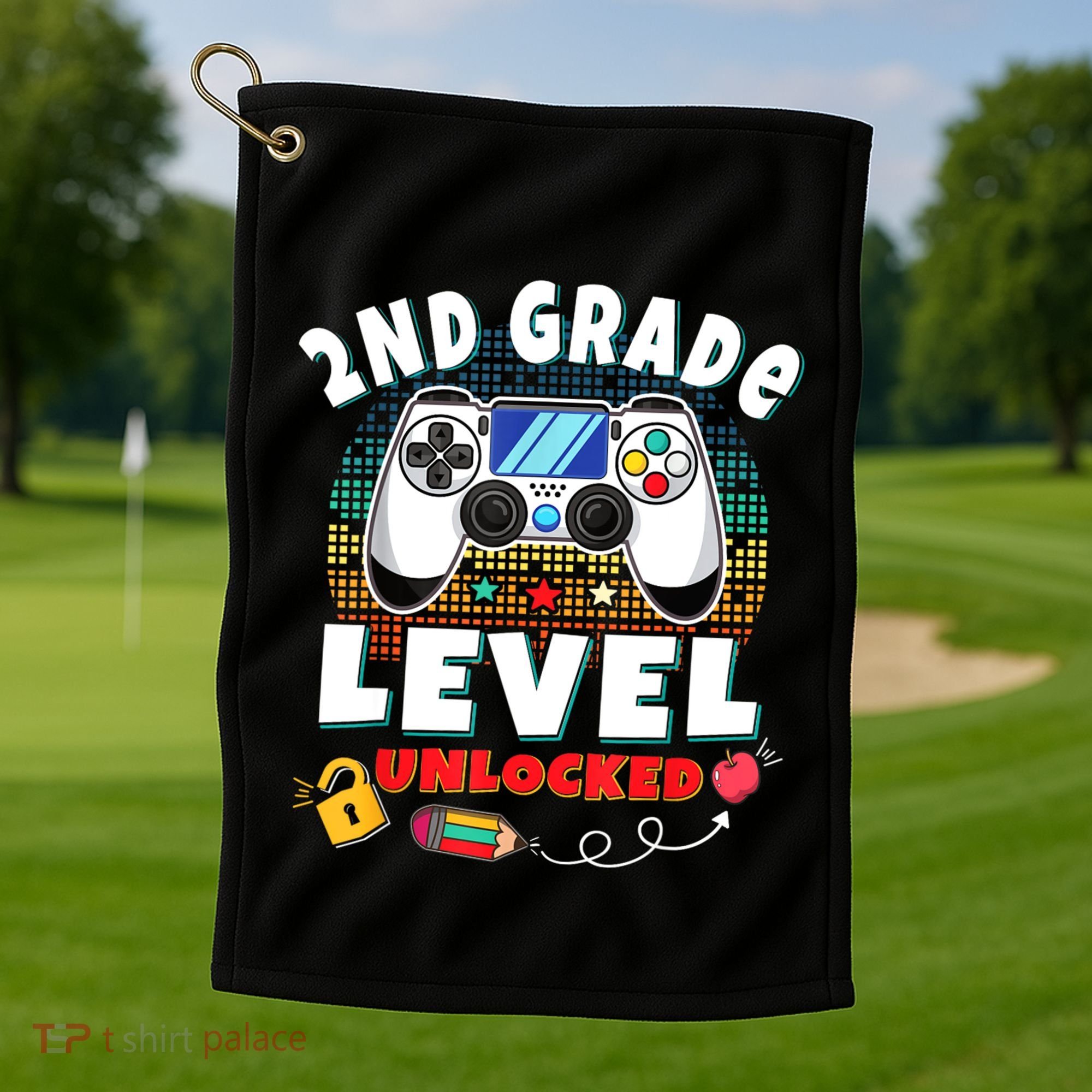 2nd Grade Level Unlocked Video Game Back To School Golf Towel