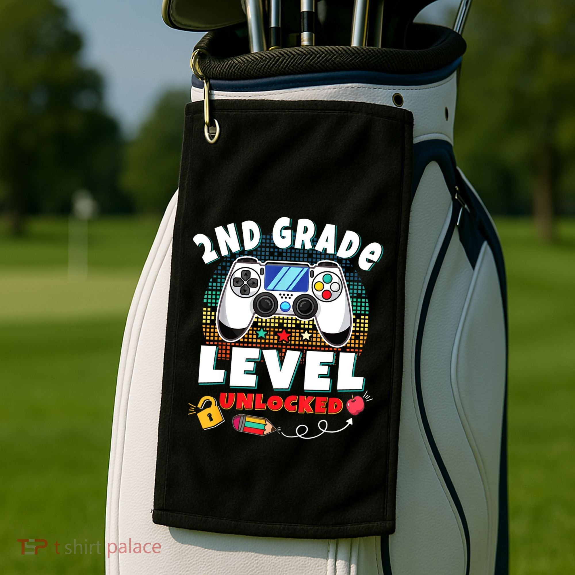 2nd Grade Level Unlocked Video Game Back To School Golf Towel
