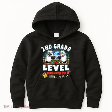 2nd Grade Level Unlocked Video Game Back To School Kids Hoodie
