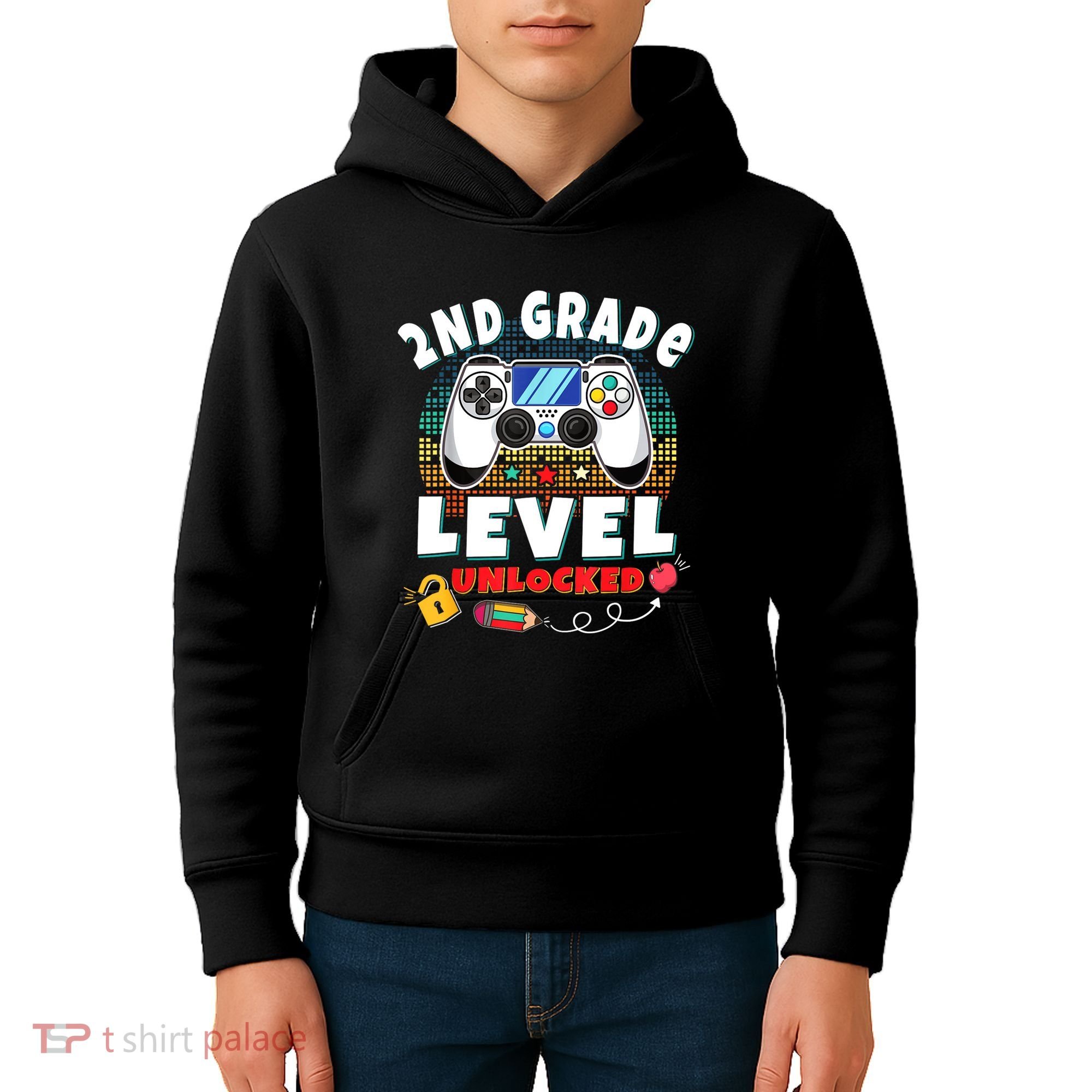 2nd Grade Level Unlocked Video Game Back To School Kids Hoodie