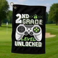 2nd Grade Level Unlocked Video Game Back To School Golf Towel thumb 1