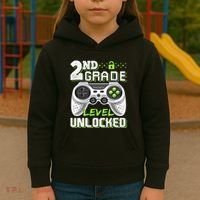 2nd Grade Level Unlocked Video Game Back To School Kids Hoodie thumb 3