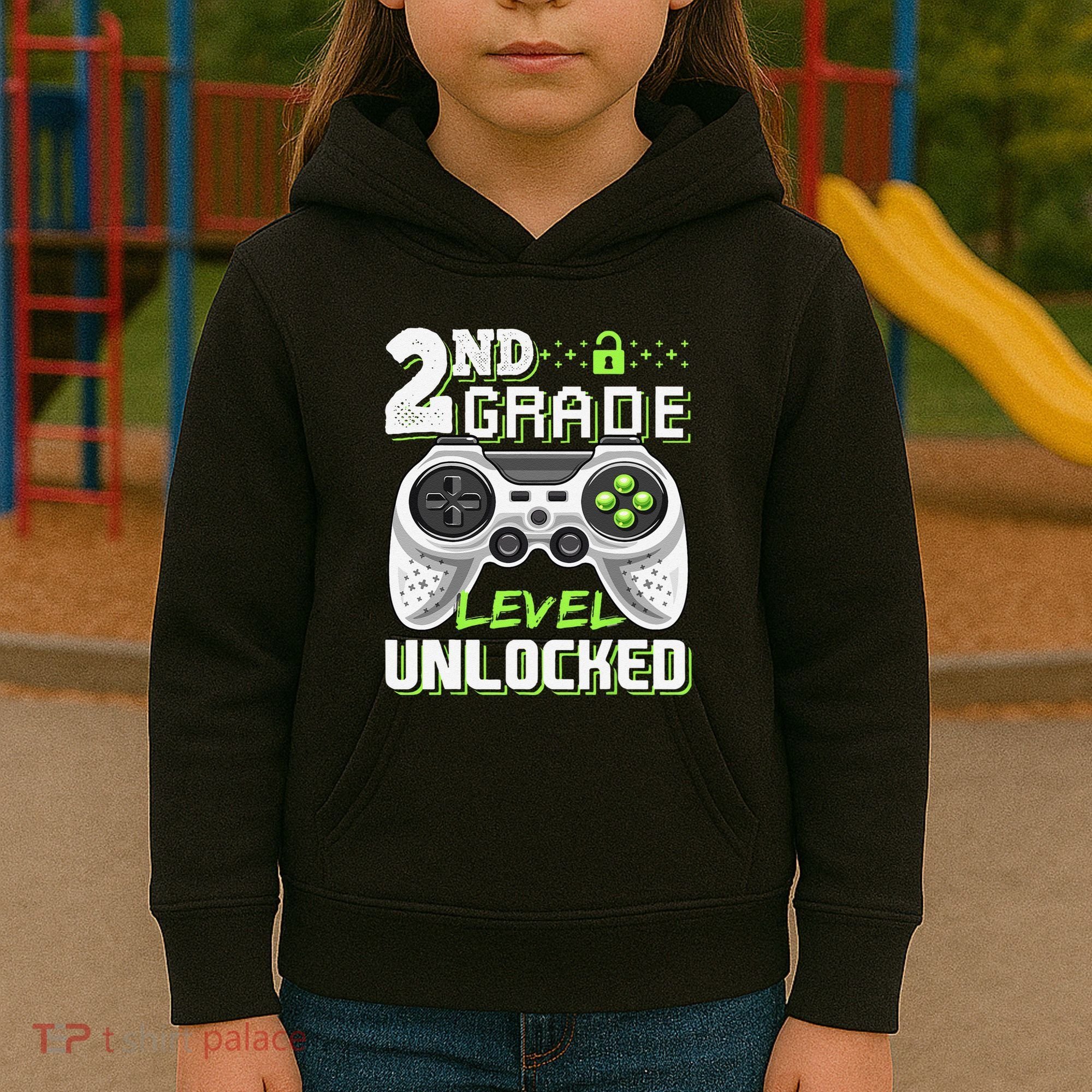 2nd Grade Level Unlocked Video Game Back To School Kids Hoodie