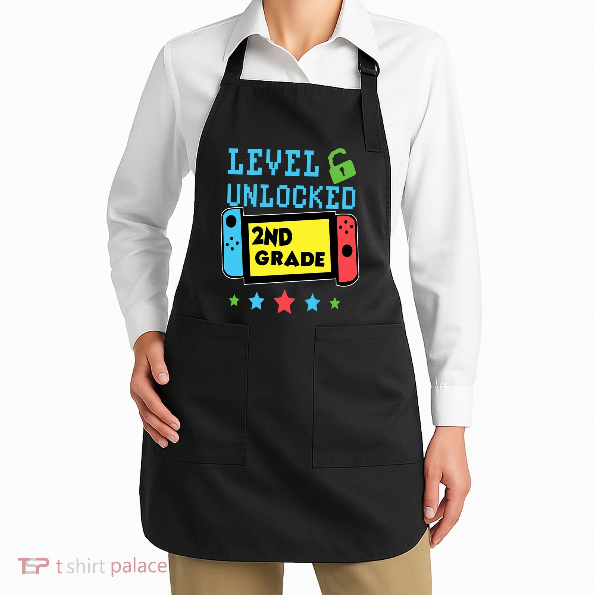 2nd Grade Level Unlocked Gamer First Day Of School Boy Apron