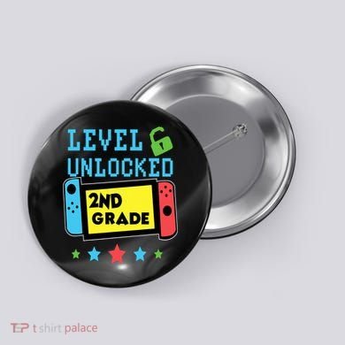2nd Grade Level Unlocked Gamer First Day Of School Boy Button