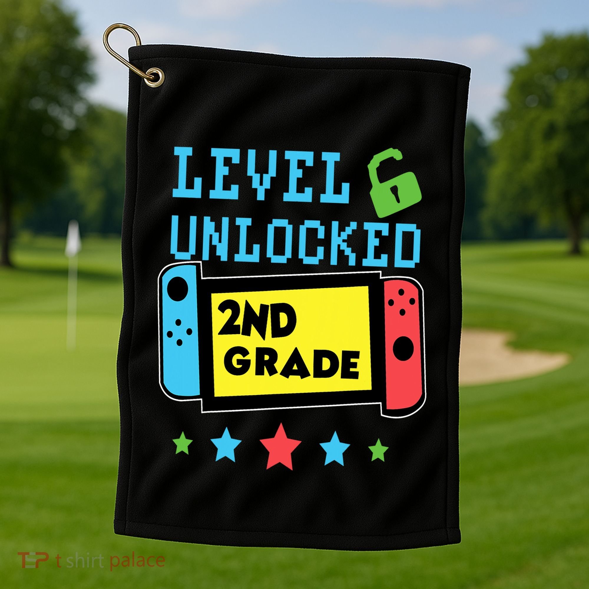 2nd Grade Level Unlocked Gamer First Day Of School Boy Golf Towel