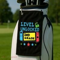 2nd Grade Level Unlocked Gamer First Day Of School Boy Golf Towel thumb 2