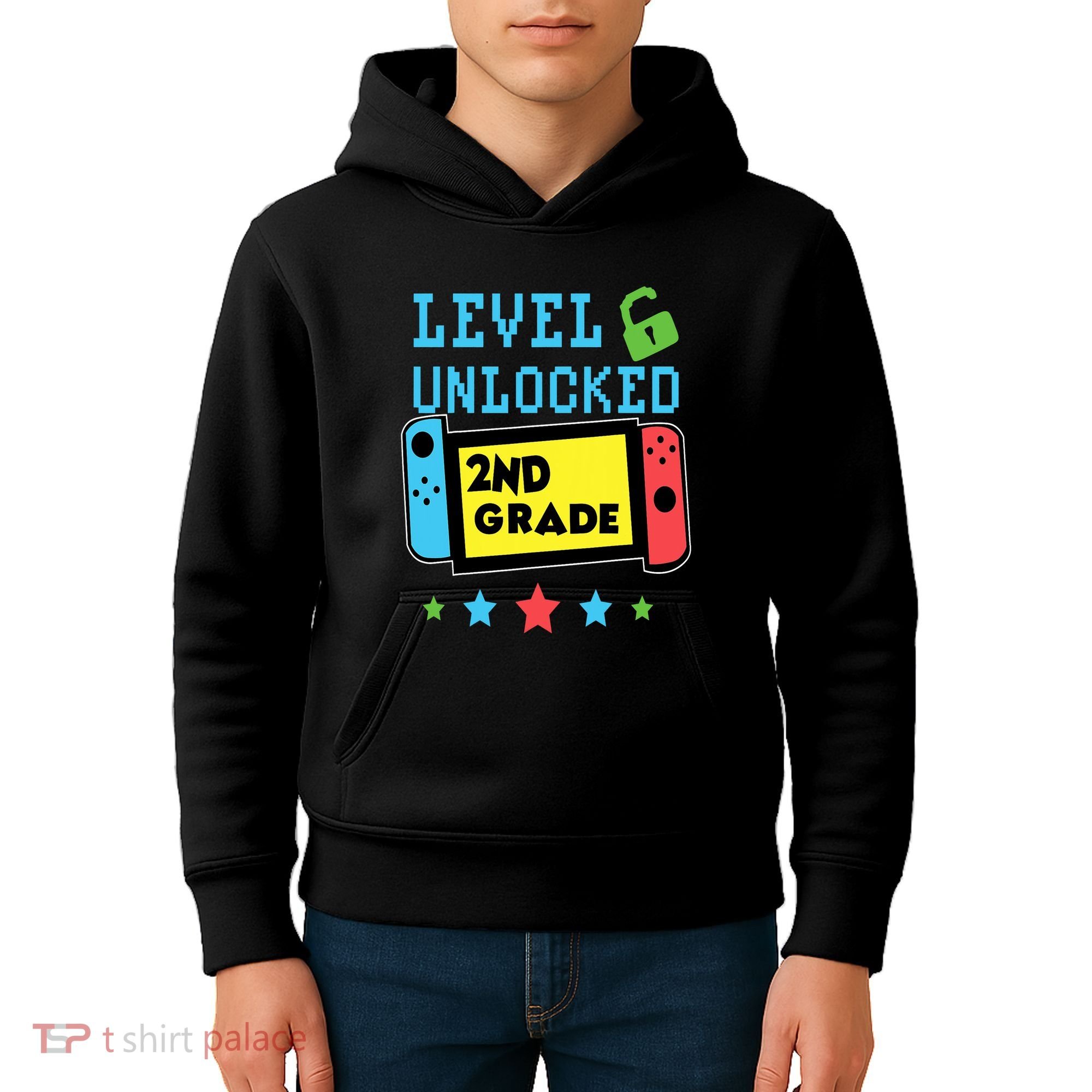 2nd Grade Level Unlocked Gamer First Day Of School Boy Kids Hoodie