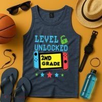 2nd Grade Level Unlocked Gamer First Day Of School Boy Tank Top thumb 4