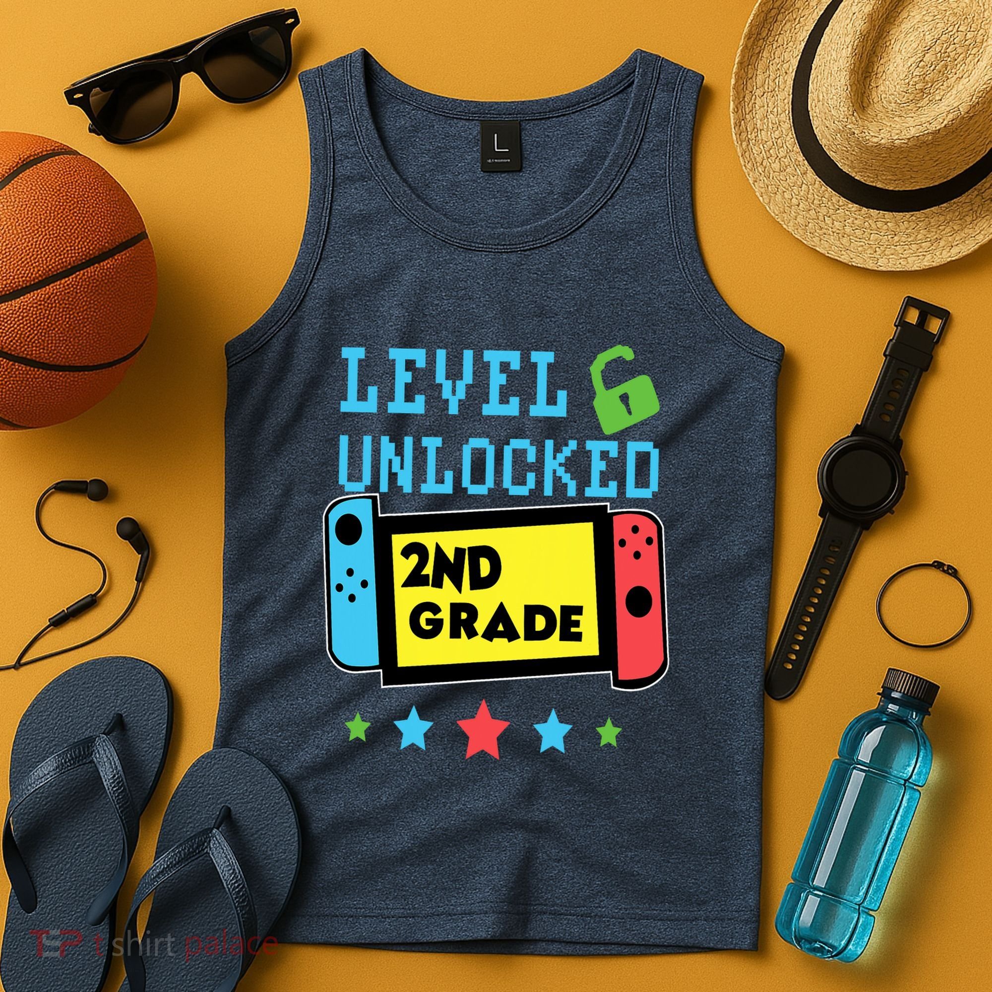 2nd Grade Level Unlocked Gamer First Day Of School Boy Tank Top