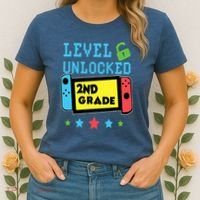 2nd Grade Level Unlocked Gamer First Day Of School Boy Women's T-Shirt thumb 2