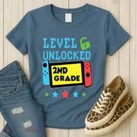 2nd Grade Level Unlocked Gamer First Day Of School Boy Women's T-Shirt thumb 3