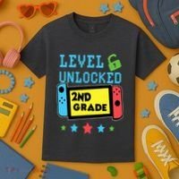 2nd Grade Level Unlocked Gamer First Day Of School Boy Kids T-Shirt thumb 3