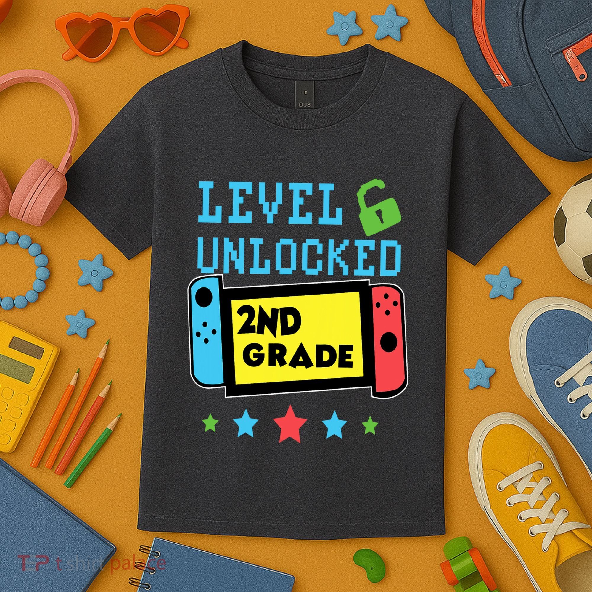 2nd Grade Level Unlocked Gamer First Day Of School Boy Kids T-Shirt