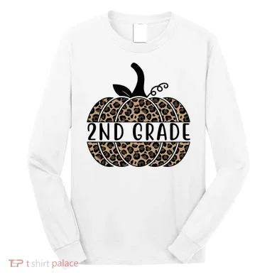 2nd Grade Leopard Pumpkin Long Sleeve Shirt