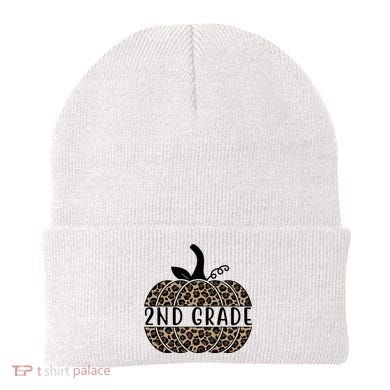 2nd Grade Leopard Pumpkin Beanie