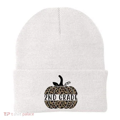 2nd Grade Leopard Pumpkin Beanie